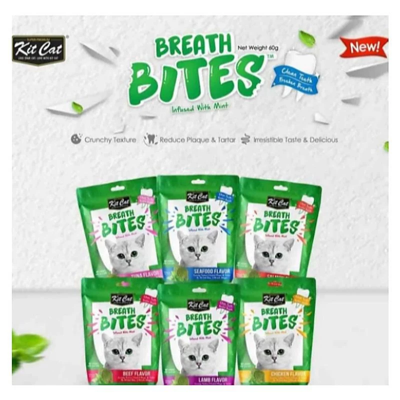 Kitcat Breath Bites Cat Snack Cat Treat Cat Food Pet Essentials 60g