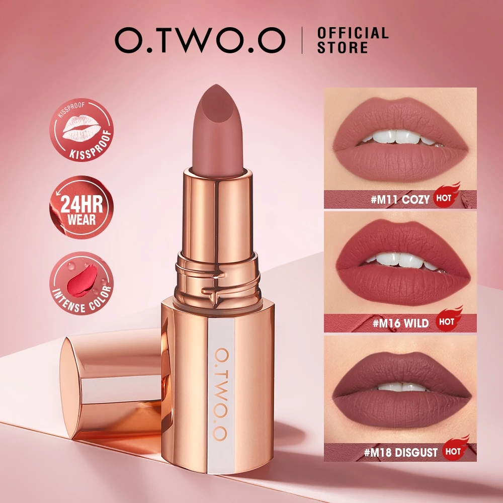 O.TWO.O Lipstick Misty Kiss Lock Color Matte Velvety Long Lasting 24H Lip Makeup