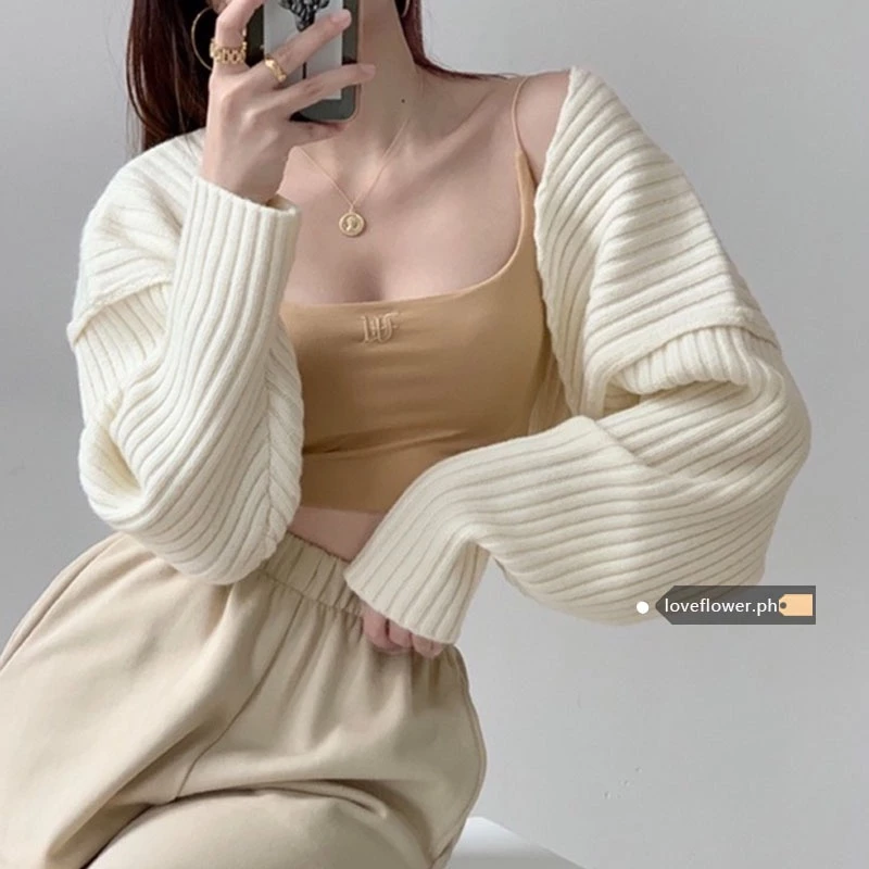 Fashion sexy long sleeve sweater short coat Women clothes Cardigan Crop top