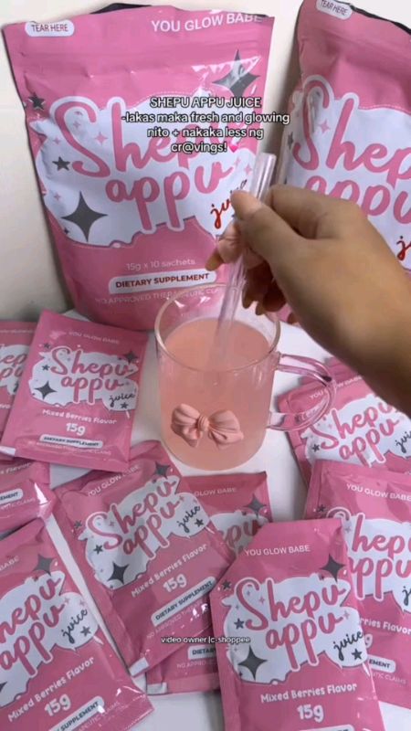 ShepuAppu, #YouGlowBabe, #ShapeUp, #BeautyineverySip, #glowfromwithin, and #beautydrink.