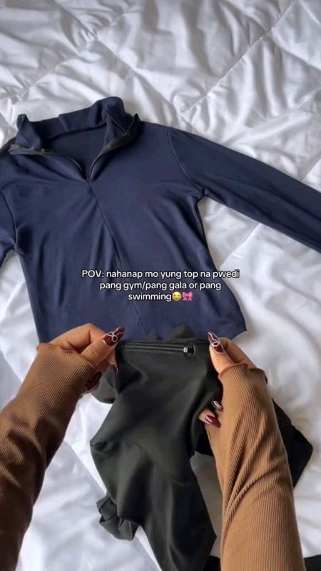 Long sleeve collar zipper shirt, ganda netong pang jogging 🌷#zippertop #basictop #joggingoutfit #sportoutfit #womentop