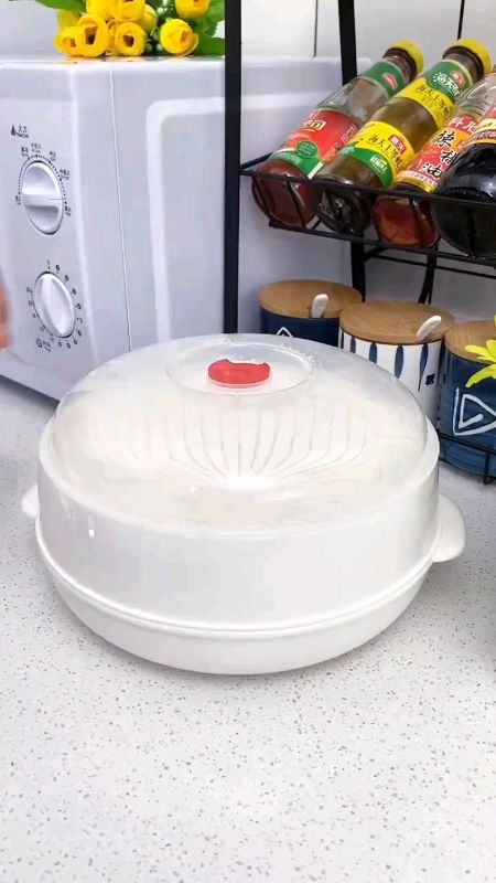 Single-Layer #Microwave #OvenSteamer Plastic Round Steamer Microwave-safe Food Grade PP Material