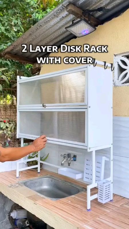 Dish cabinet rack dish rack with cover organizer plate#buynowsashoppe