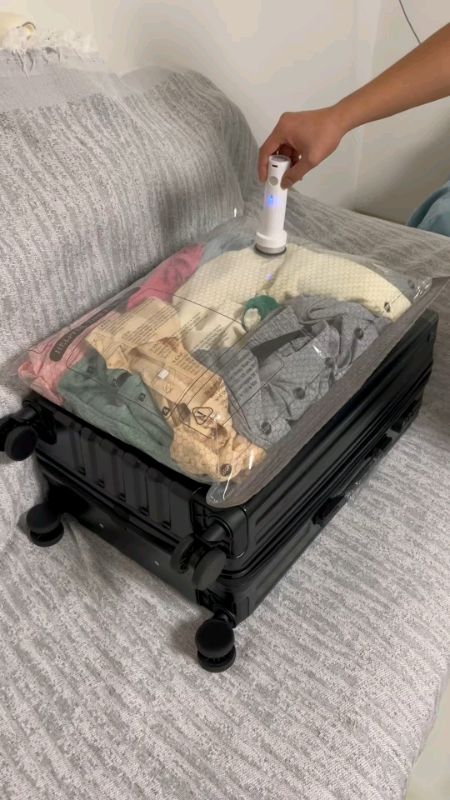 Vacuum Storage Bags Travel Reusable Organizers Vacuum Sealer Bags For Clothing  Compressed With Pump#fyp #shopeefinds #shopee #bag #storage #travel