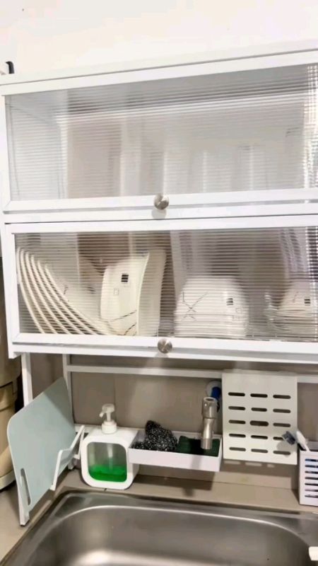 Metallic Kitchen Dish Cabinet #dishrack #cabinet #dishdrainer #fyp