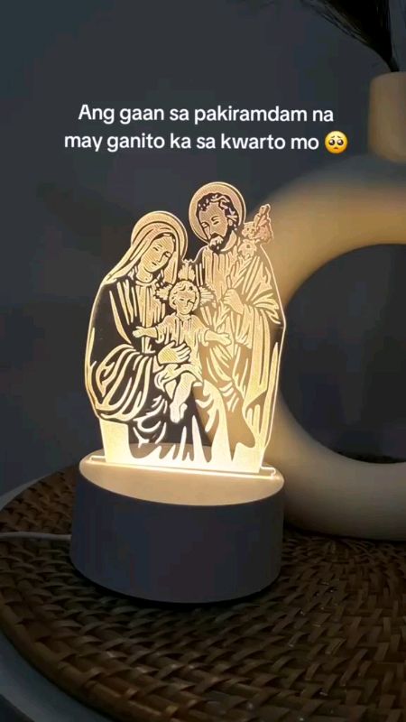 #3D Acrylic LED Lamp Night Light Holy Family Lamp Religious Souvenirs Acrylic Lamp Wedding Gifts#FreeCoinsInShopeeVideo #MasMuraSaShopee