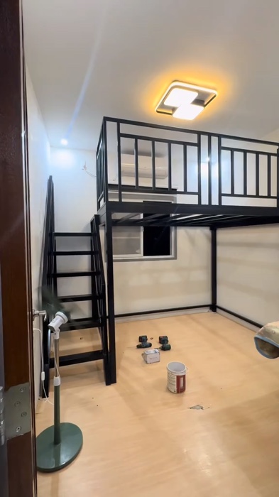 ￼TABLETROVE Bed Brame Metal Loft Bed Frame Iron Loft Bunk Bed Apartment Bed Student Dormitory Bed#fyp #FreeCoinsInShopeeVideo