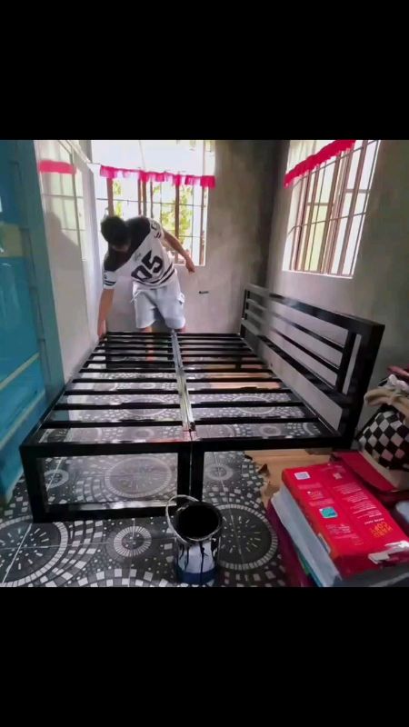 [90/100/120CM] 4 Folds Portable folding bed single/double bed foam bed frame metal bed with sponge for home dormitory nap bed