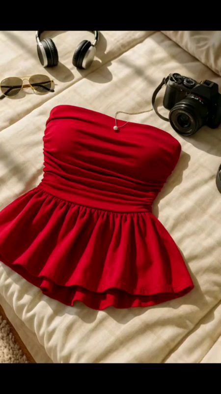 AALIYAH Korean Cotton Peplum Tube Top ✨🌸 #peplum #tubetop #peplumtube #FREECOINSINSHOPEE