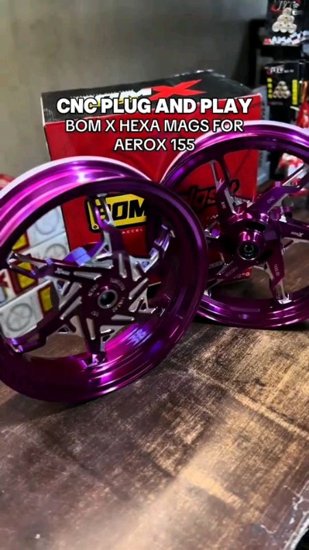 BOM RANGSIT BomX CNC MAGS RAZOR HEXA 6 SPOKES FOR AEROX V1 AND AEROX V2 #fyp#motorcycle#aerox#bomx#hexa#mags#cnc#FreeCoinsInShopeeVideo