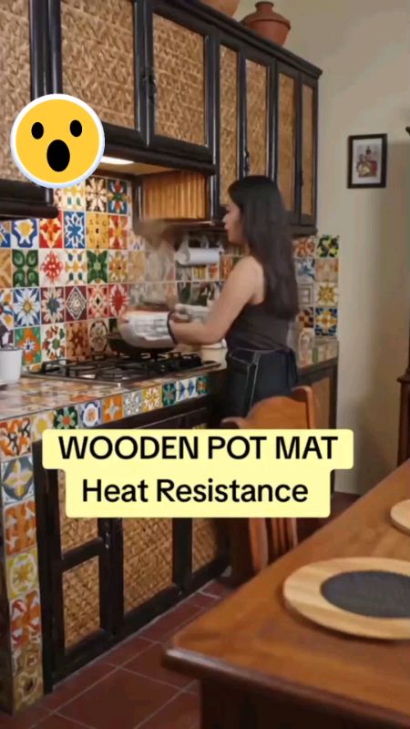 Wooden heat pad heat insulation table mat coaster anti-slip pat holder kitchen #woodenpot #tablemat #fyp #trending #MasMuraSaShopee