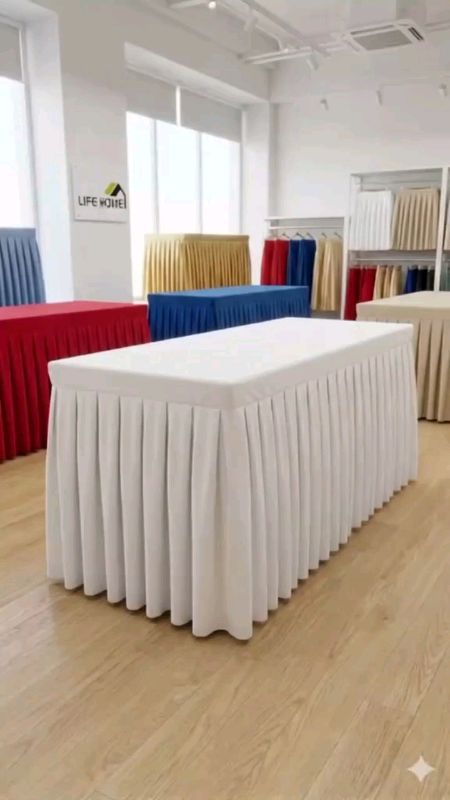 Pleated Table Skirting Geena Tablecloth Skirt Elegant Banquet & Event Table Cover