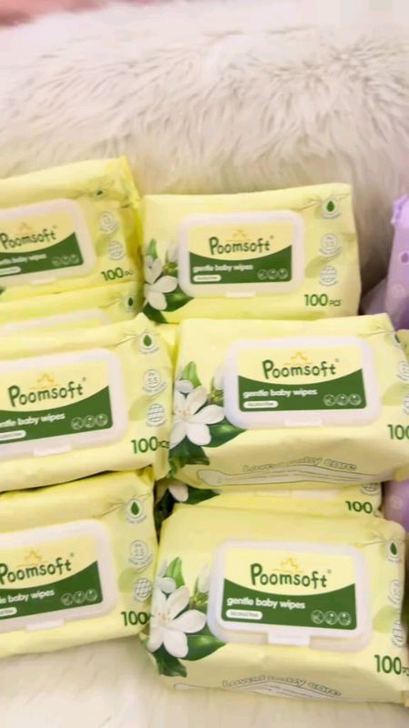 Poomsoft 5 Packs x 100 Sheet Lavender Scented No-Alcohol Gentle Wipes For Baby Wet Wipes Disposable