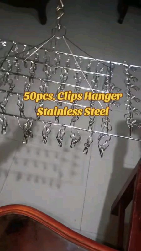 62 Clip Multi Clip Drying Hanger Stainless Clothes Drying Rack 50 Clip Baby Clothes Hanger with Clip#fyp #MasMuraSaShopee #FreeCoinsInShopeeVideo