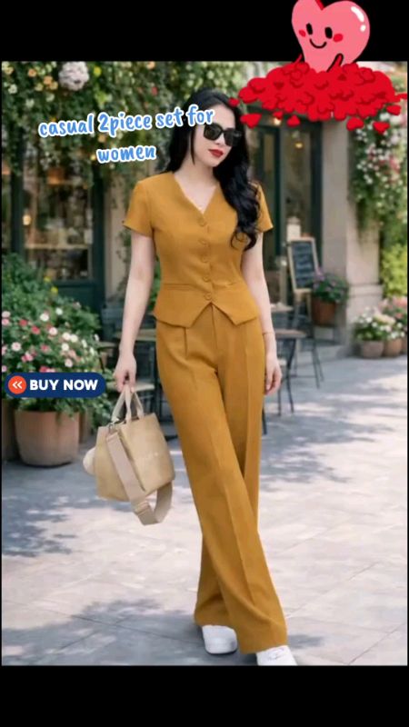 2piece set for women #Casual #terno #bottontops #widelegpants #Buynow #Fyp #FreeCoinsInShopeeVideo #ShopeePHPaydaySale #MasMuraSaShopee