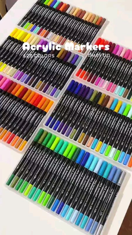 120 Colors Dual Tip Marker Watercolor Oily Acrylic Marker Art Students Painting School Stationery #art #marker #acrylic #student #MasMuraSaShopee