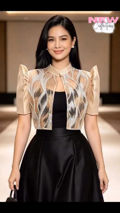 #Amyenjoylife #Modern #filipiniana  #Traditional #ethnicclothing  Patchwork #Professional #top #Stylish #Christmas #Elegant #puff #khaki #fyp #beaded