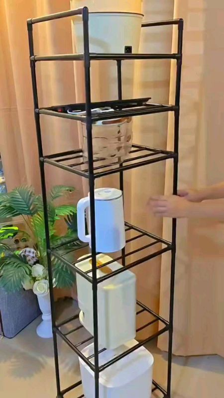 Leego 6Layer Kitchen Rack Organizer Microwave Shelf & Pot Pan Rack Black/White Kitchen Shelf Storage