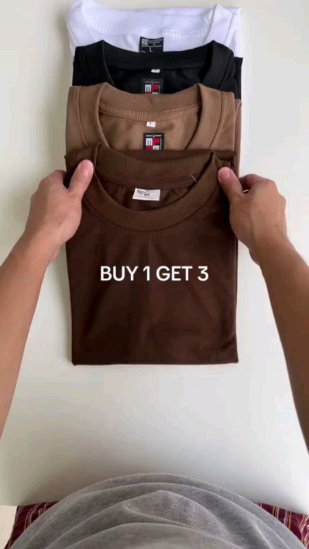 BUY 1GET 4=4PCS Waffle Basic Unisex Shirt Oversize Tshirt Clothes Menswear Top Streetwear Round Neck#HugotSaShopee #freeshopeevideocoins