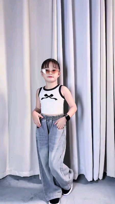 ❐ ◷ Korean Summer Casual Fashion Printed  high Waist Wide leg loose Denim floor mopping pants#fyp #muradito