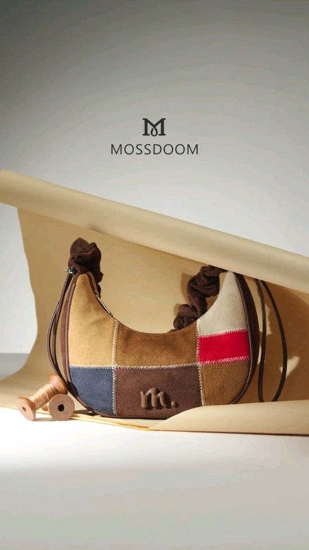 #MOSSDOOM Women's Bag Velvie Bag Colorblock All-match Multifunctional Retro Lightweight Pleated Adjustable Strap Suede Shoulder Bag Cross#fyp