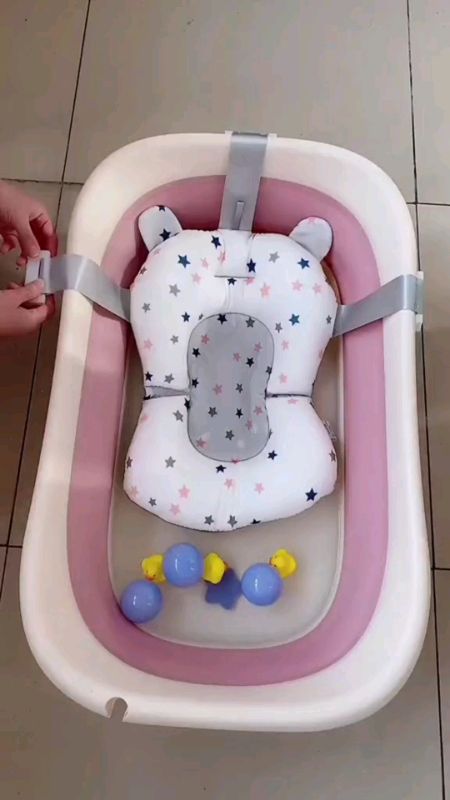 Folding Baby Bathing Tubs With Rabbit Ears and Bath Net Portable Baby Tubs Newborn Bathtub#goodqaulity #checkoutna