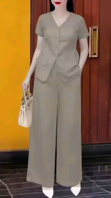 Korean Style Fashion Two-Piece Set: Shirt + Wide-Leg Pants Suit Women's Casual Office Attire L2317