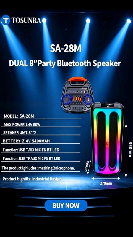 TOSUNRA PRO Bluetooth Speaker with Mic - Authentic Stereo Sound Life Ideal for Parties High Quality #BluetoothSpeaker #everyone #sale #karaoke #sound