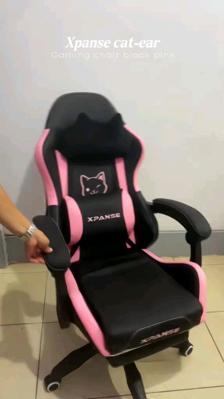 Check out XPANSE Cat-Ear Gaming Chair Black-Pink Ergonomic Study Chair Computer Office Chair【30Day Free Trial】 #FreeCoinsInShopeeVedio