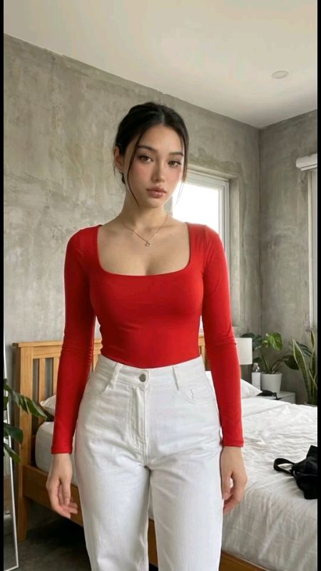 Squareneck Cotton Plain Longsleeve Top XS - LARGE Minimalist Basic | DA&ABOUT THE FIT (Drea)#Hugotsashopee #Freecoinsinshopeevideo #Masmurasashopee