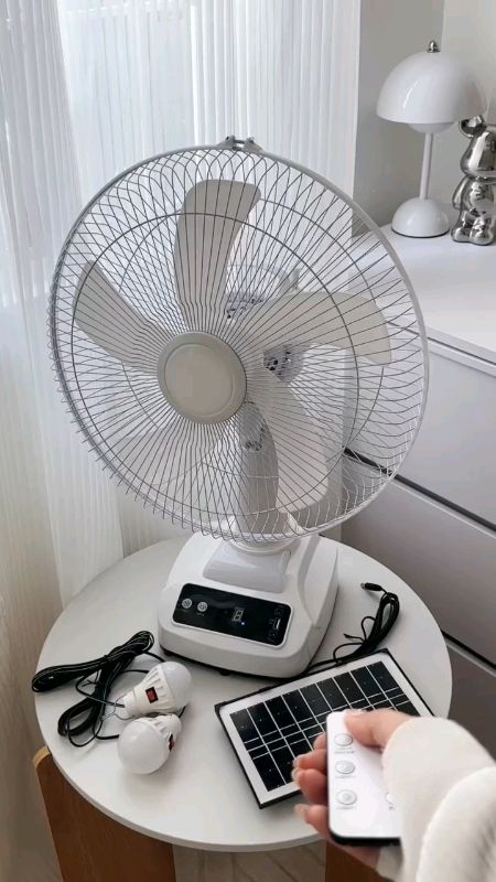 100%Free Shipping Solar Electric Fan Solar Powered Rechargeable Solar Fan  AC/DC Dual Power