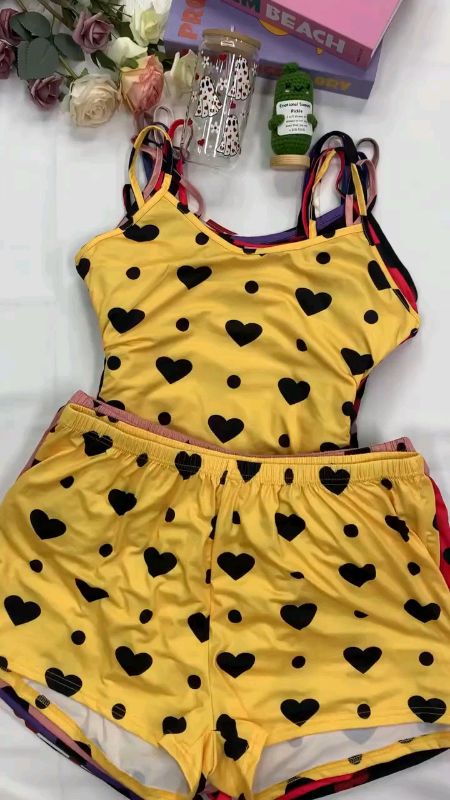 Women Straps Pajama Set Camisole Vest and Shorts Comfort Nightwear Fashion Loungewear Underwear