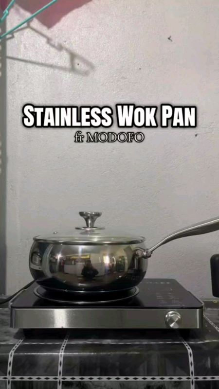 304 Stainless Steel Wok MODOFO Soup Pot Belly Wok With Cover Non Stick Pan Thicken Steel Frying Pan#FreeCoinsInShopeeVideo#MasMuraSaShopee