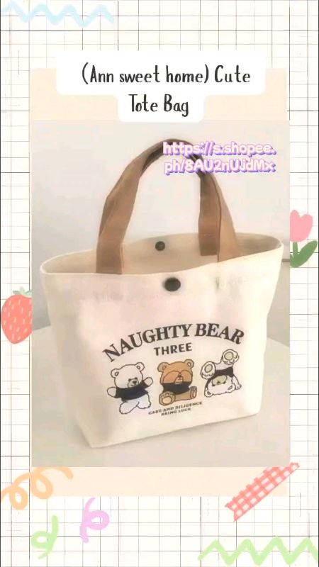 cute tote bag 🌸 #shopeefinds #shopeehaul #shopeeph  #shopeebudol #budolfinds #totebag #totebags #handbag #canvastotebag #aestheticbag #OOTD #cutebag
