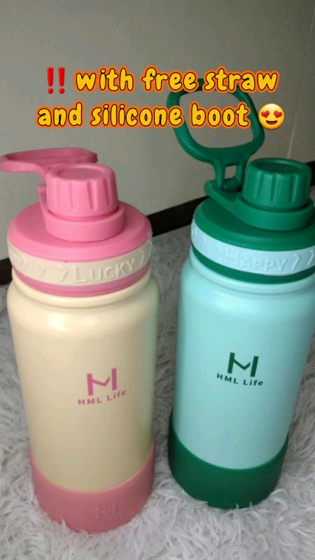 Check out HML Life Product Series  Water Bottle Vacuum Flask Wide Mouth with Straw Lid Cover Handle Insulation for ₱278 - ₱322. Get it on Shopee now!