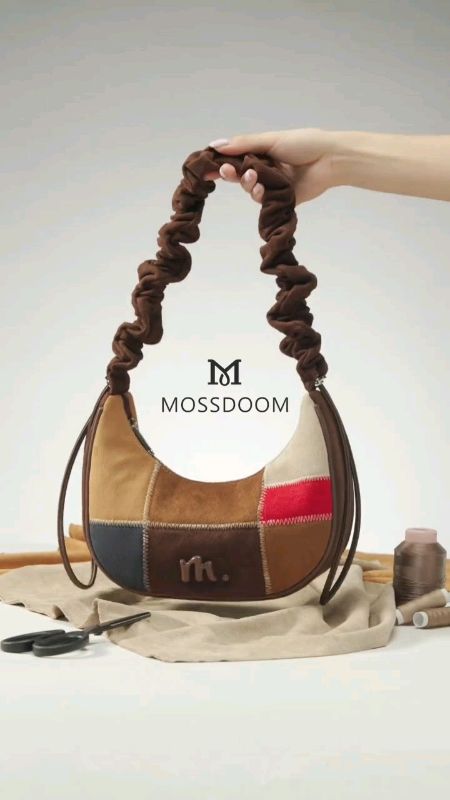 #MOSSDOOM Women's Bag Velvie Bag Colorblock All-match Multifunctional Retro Lightweight Pleated Adjustable Strap Suede Shoulder Bag Cross#fyp