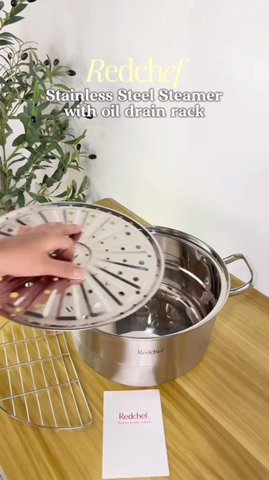 ￼Redchef 22CM Stainless Steel Steamer with Oil Drain Rack❤️