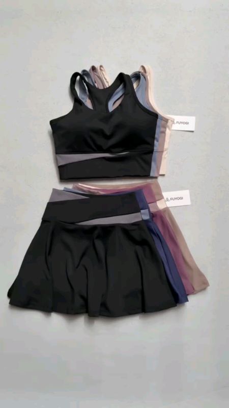 FUYOGI Women's Tennis Short Skirt Color-Blocking Sports Yoga Quick Drying Breathable Comfy Wear