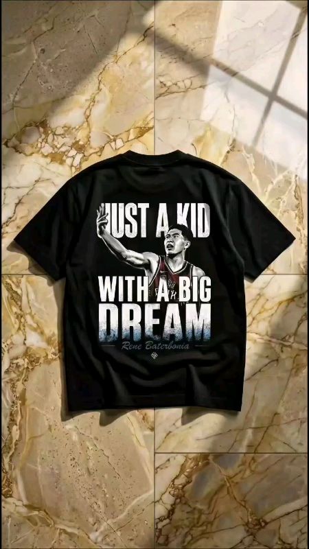 JUST A KID WITH A BIG DREAM-RENE Baterbobia | Basketball Regular fit Dropped shoulders PRO CLUB Streetwear Made in Manila 100% premium cotton Crew nec