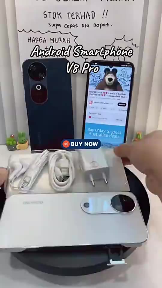 V8 Pro 5G Original Smartphone 6.77" FHD+ Display 6GB RAM 128GB ROM 5000mAh Battery AI Technology
