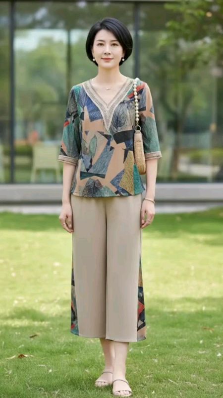 Check out 【Set】#plussizesuit  #womenscasualwear  Floral Printed Short-sleeved Blouse + Pants Two Piece #plussizecasualwear #fyp #murasashopee