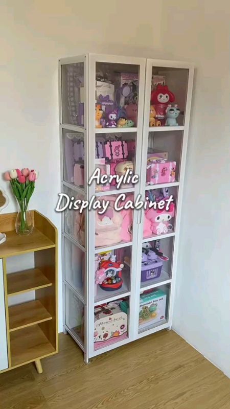 #【COD】Dustproof Action Figure Display Cabinet 5-Tier Acrylic Showcase Toy Bag Cosmetics Storage Shelf
