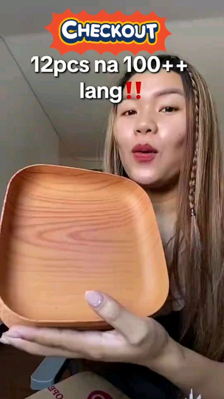 12Pcs Kitchen Square Plate Plastic Wooden Plates #FreeCoinsInShopeeVideo #HugotSaShopee #ShopeePHPaydaySale #MasMuraSaShopee #highlyrecommended