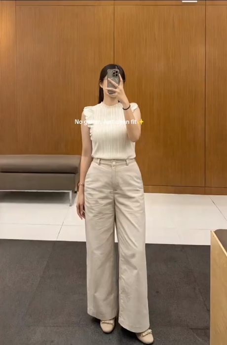 2026 high-waist wide-leg pants for women  zipper and buttons for office or ceremony two pockets #women #fyp #trousers #officepants