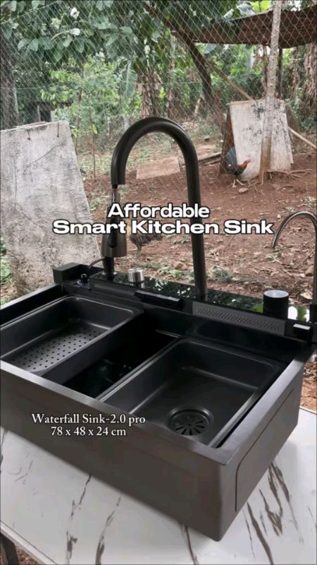 Kitchen Sink Lababo SUS304 Stainless Steel – Waterfall Digital Display Single Sink with Faucet#FreeCoinsInShopeeVideo #HugotSaShopee#WishListMoSagotKo