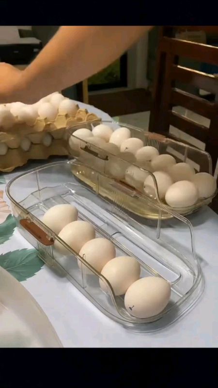 Egg Storage Box, Auto Rolling Egg Organizer, Fridge Egg Holder Egg Dispenser, Refrigerator Organizer #EggOrganizer #kitchenorganizer #FridgeOrganizer