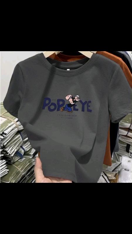 Women's Casual Full Shoulder Cotton #Tshirt Short Sleeve Popeye Print #FreeCoinsInShopeeVideo