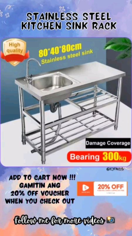 STAINLESS STEEL SINK WITH Stand and countertop