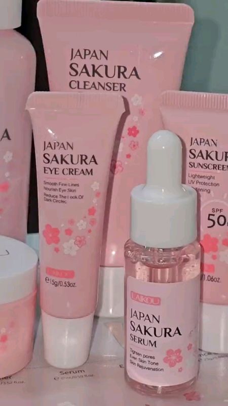 #LAIKOU Sakura Face Serum Moisturizer Cream Sleeping Mask Cleansing Mud Mask Brightening Reduce Spots Wrinkles#masmurasashoppe #freecoinsinshoppevideo
