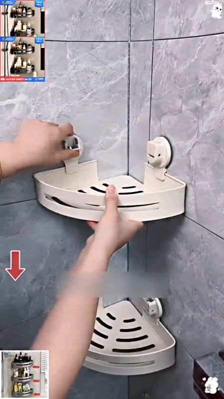 BUY 1 TAKE 2 Upgrade Bathroom Corner Shelf Punch-free Wall Mounted Triangle Storage Rack With Hooks#FreeCoinsInShopeeVideo #MasMuraSaShopee #trending